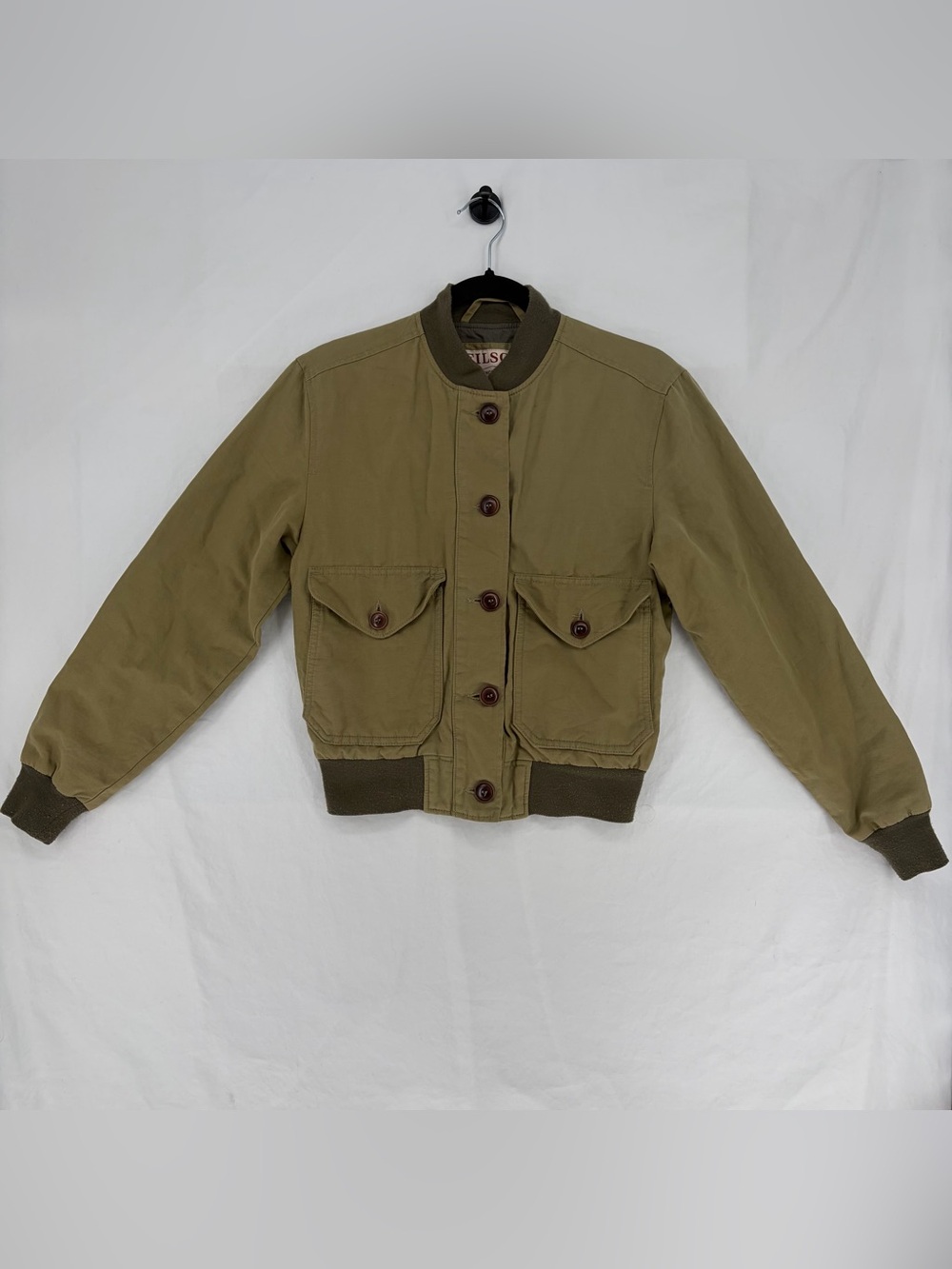 Filson Libby Bomber Jacket Field Green Size XS Cotton Canvas Rib Trim USA Made
